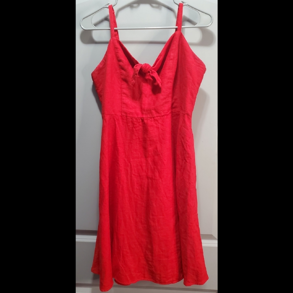 Red Linen Summer Dress